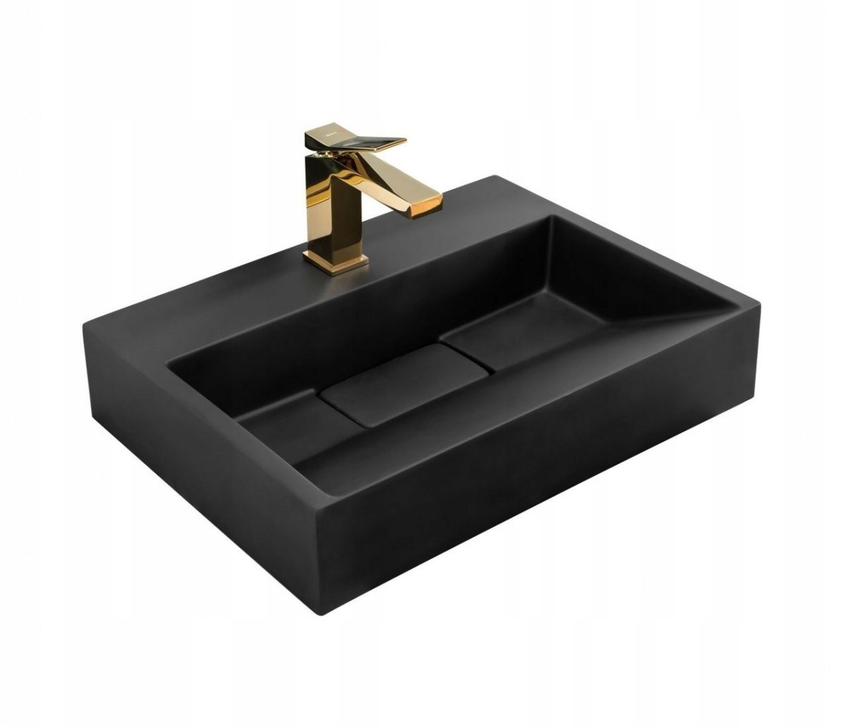 Konglomerátová umyvadlová deska Rea Goya Black Mat 60 cm, černá