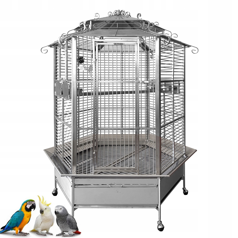 Levně 508LXSS Nerezová klec pro papoušky 132 x 115 x 188 cm