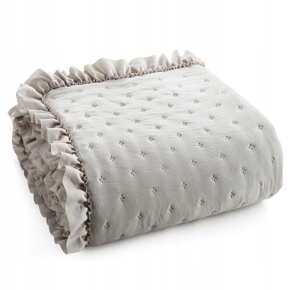 Přehoz na postel LIBI3 220x240 cm béžový s volánem, moderní, boho