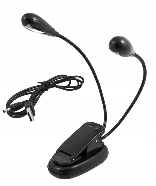 LAMPKA Z KLIPSEM 4 LED CZYTANIA NUT KLIPS PODWÓJNA Długość/wysokość 23 cm