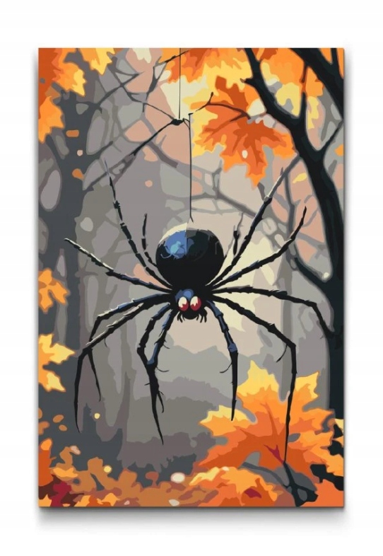 Malování Podle Čísel Halloween Les Stromy Pavouk Černý Podzim 40x60 cm