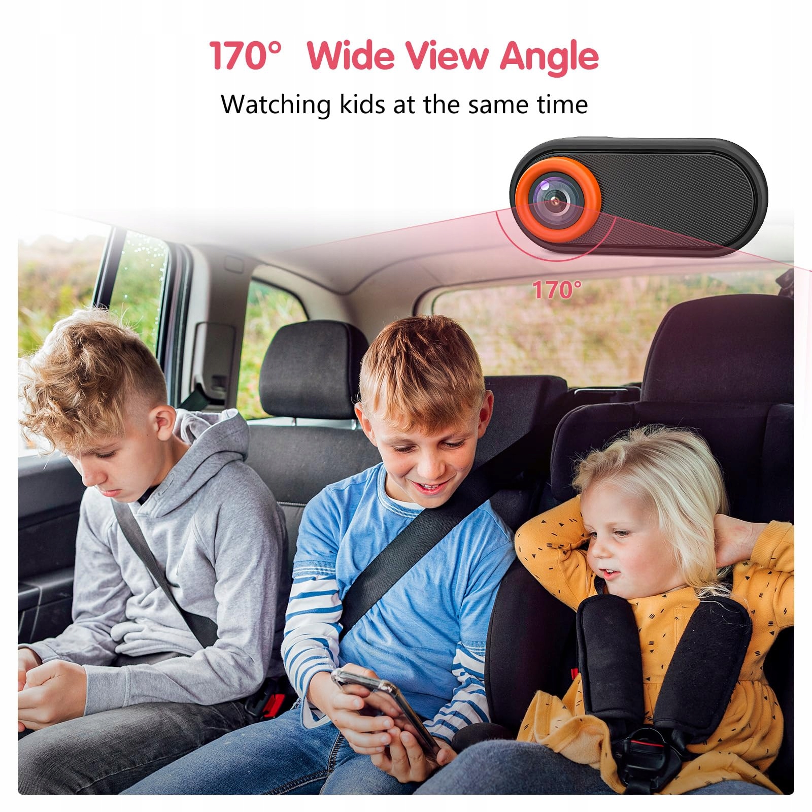 LUCKVIEW Kamera Samochodowa Dla Dzieci 1080P 360° Nocna Wizja 5.2 Cala — miniatura 5