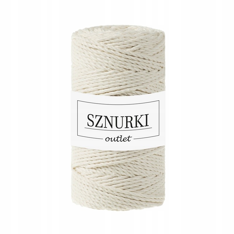 Sznurek skręcany do makramy 3mm 3PLY Naturalny