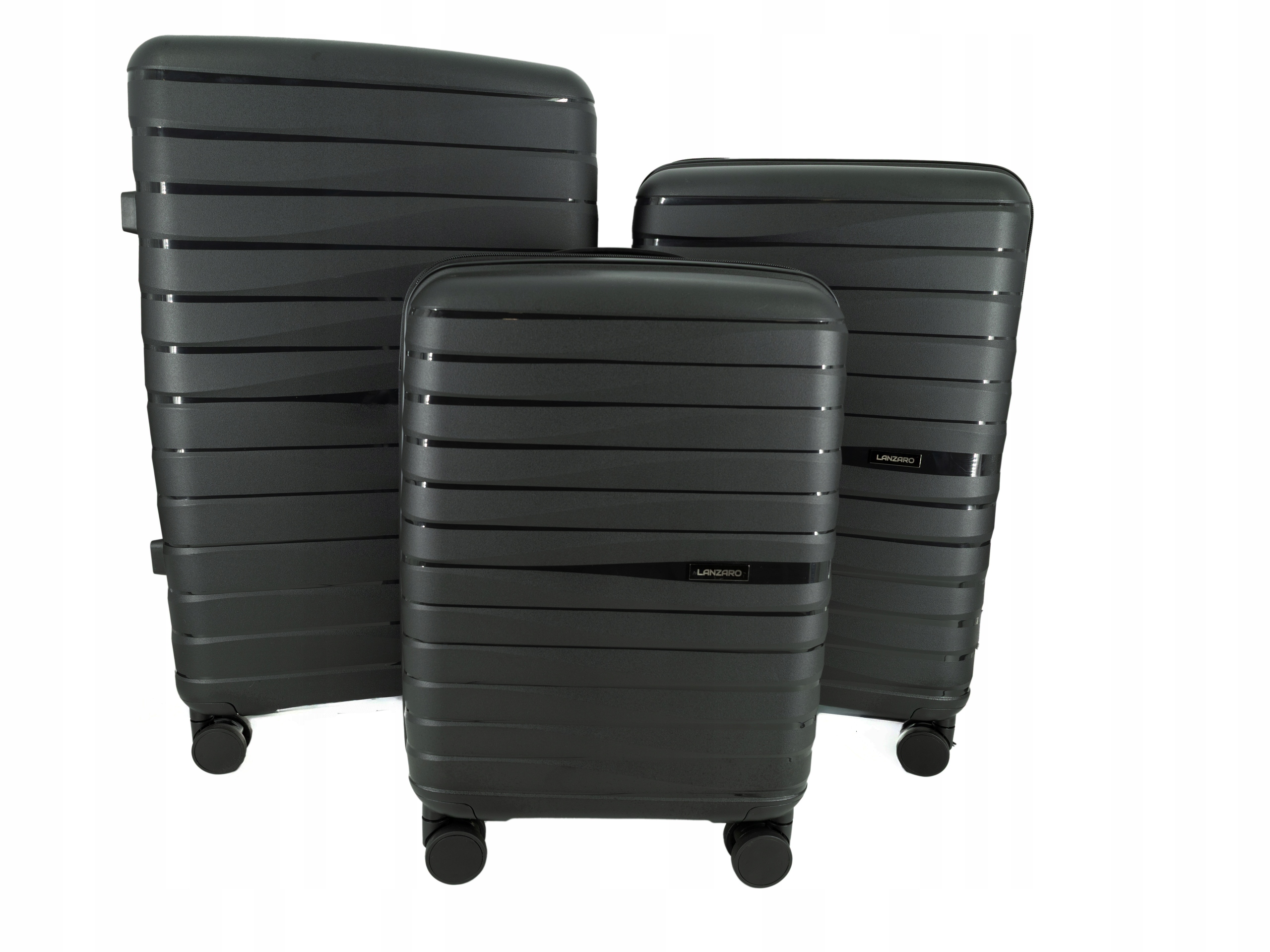 Zestaw Walizek 3W1 Polipropylen Niezniszczalne Tsa Bagaż Lanzaro Czarny
