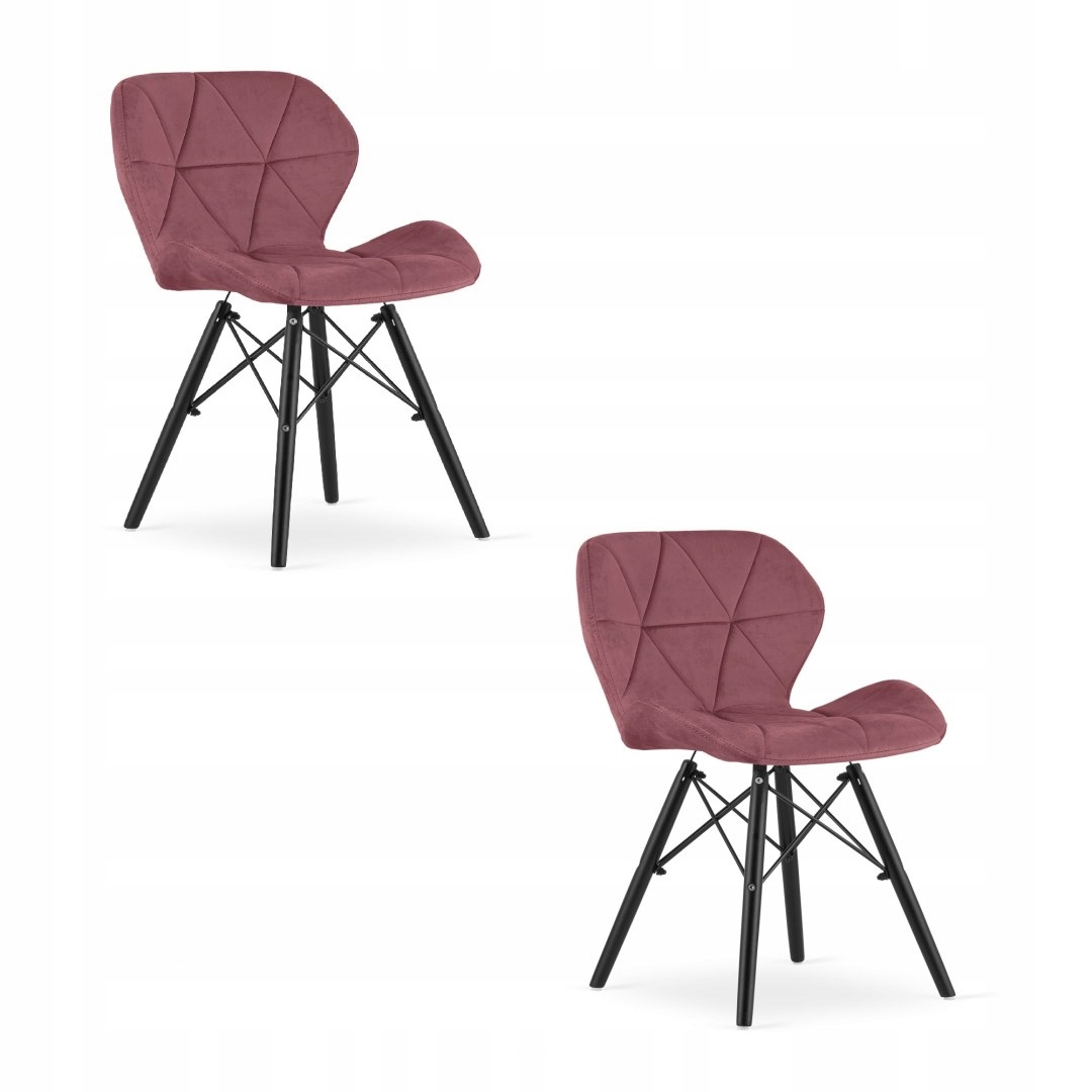 Stolička Lago Zamat tmavo ružová čierne nohy x 2