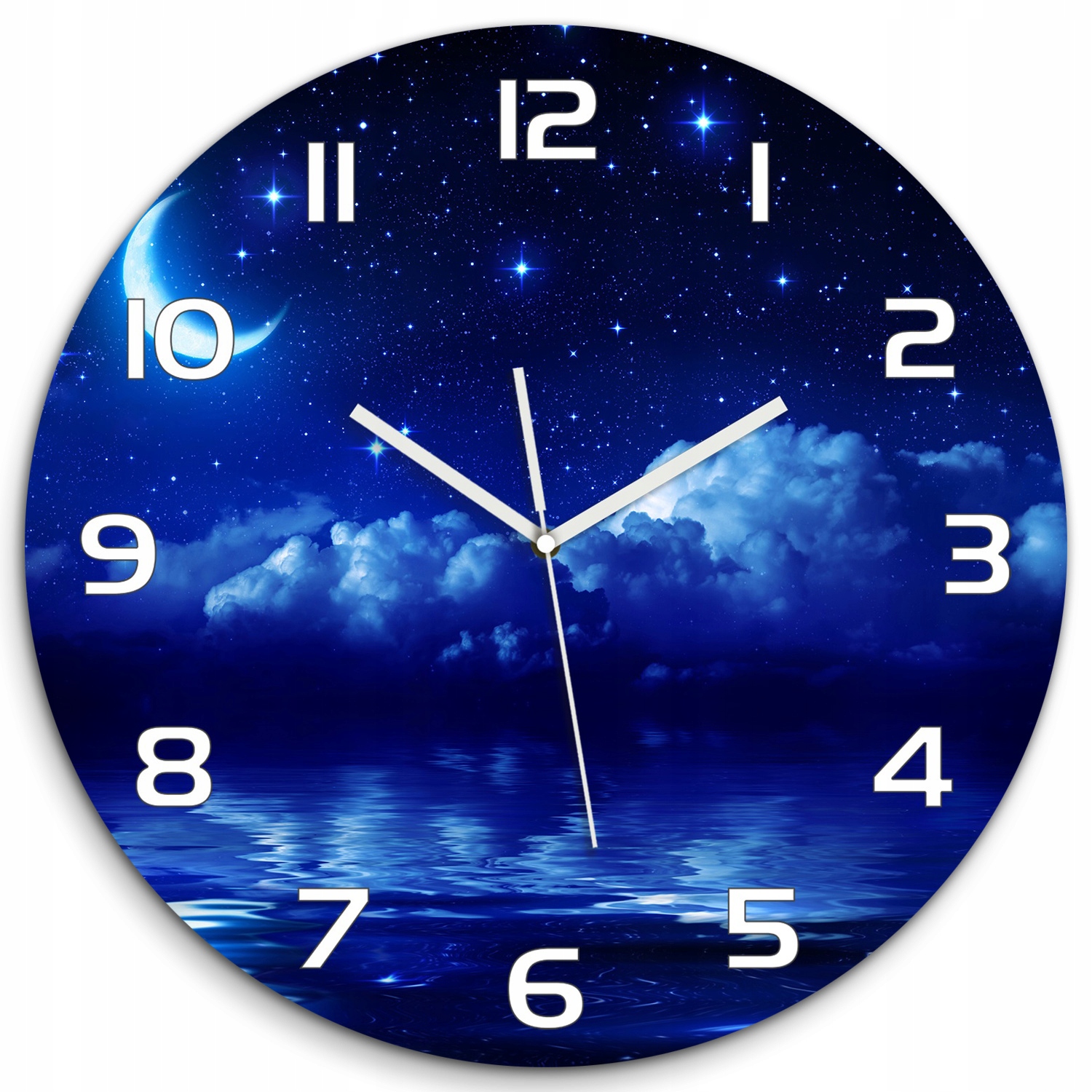 

Duży okrągły zegar ze szkła Niebo nocą fi 60 cm