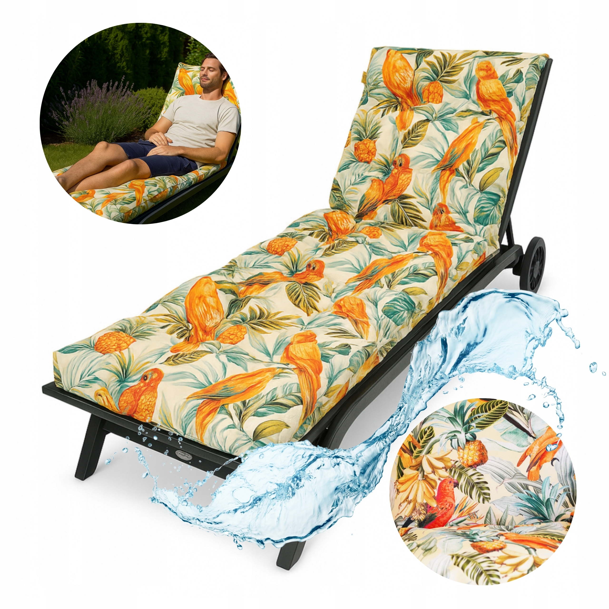 Vankúš na záhradné ležadlo Vodotesná prešívaná stolička Blomster Darček