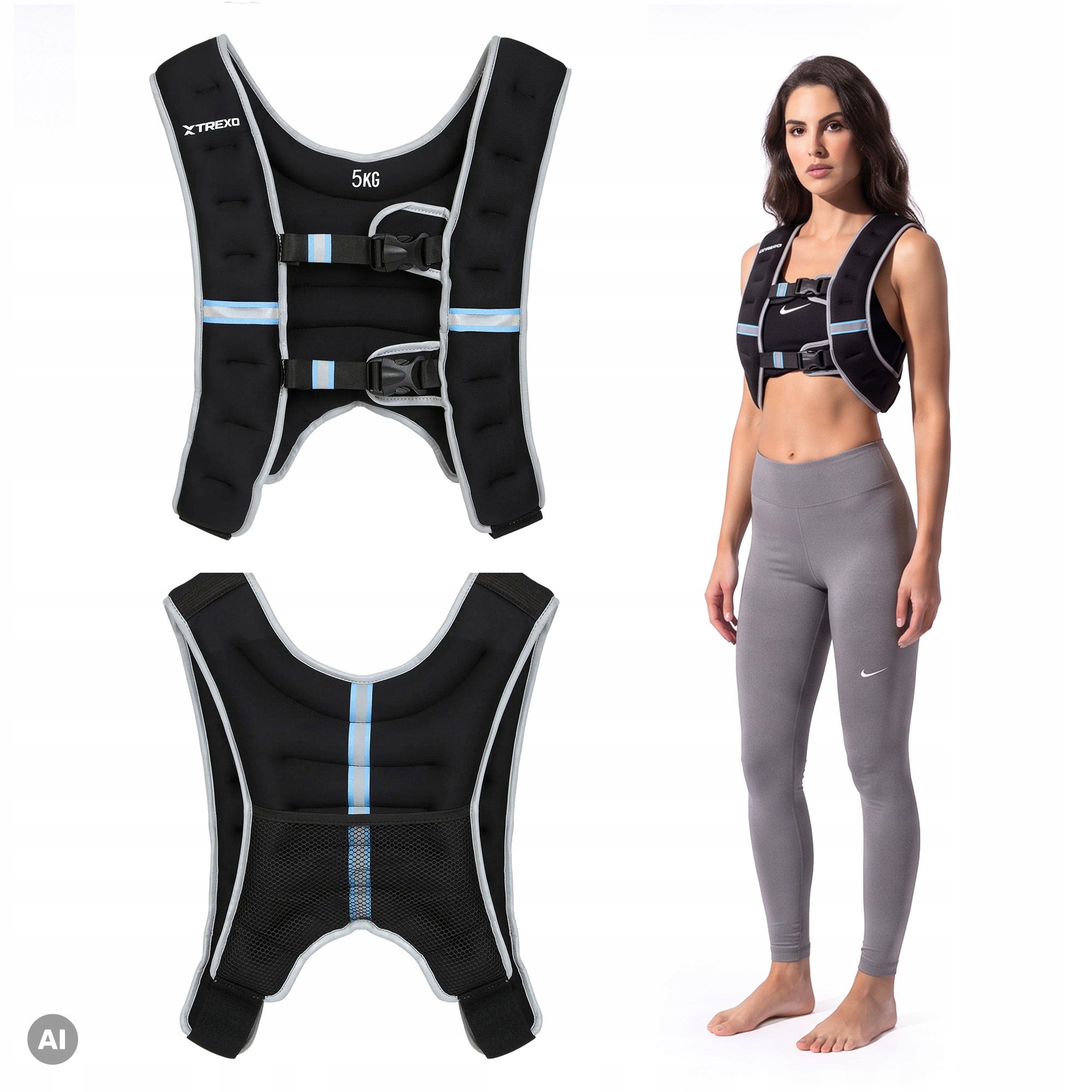 Tréninková vesta s zátěží Xtrexo WV-05 5 kg černá Os