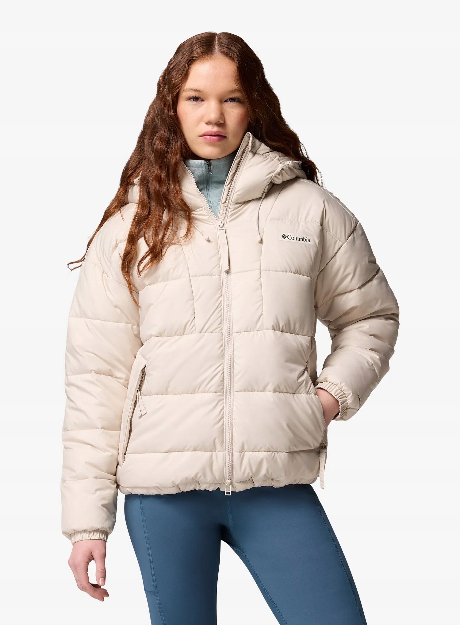Dámská zateplená bunda Columbia Pike Lake III Hooded Jacket d. stone S