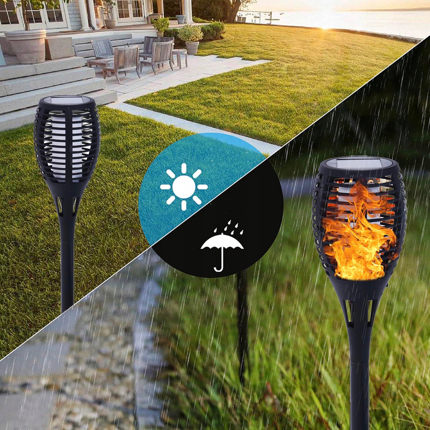 LAMPA SOLARNA OGRODOWA LED POCHODNIA 58 CM OGIEŃ Stan opakowania oryginalne