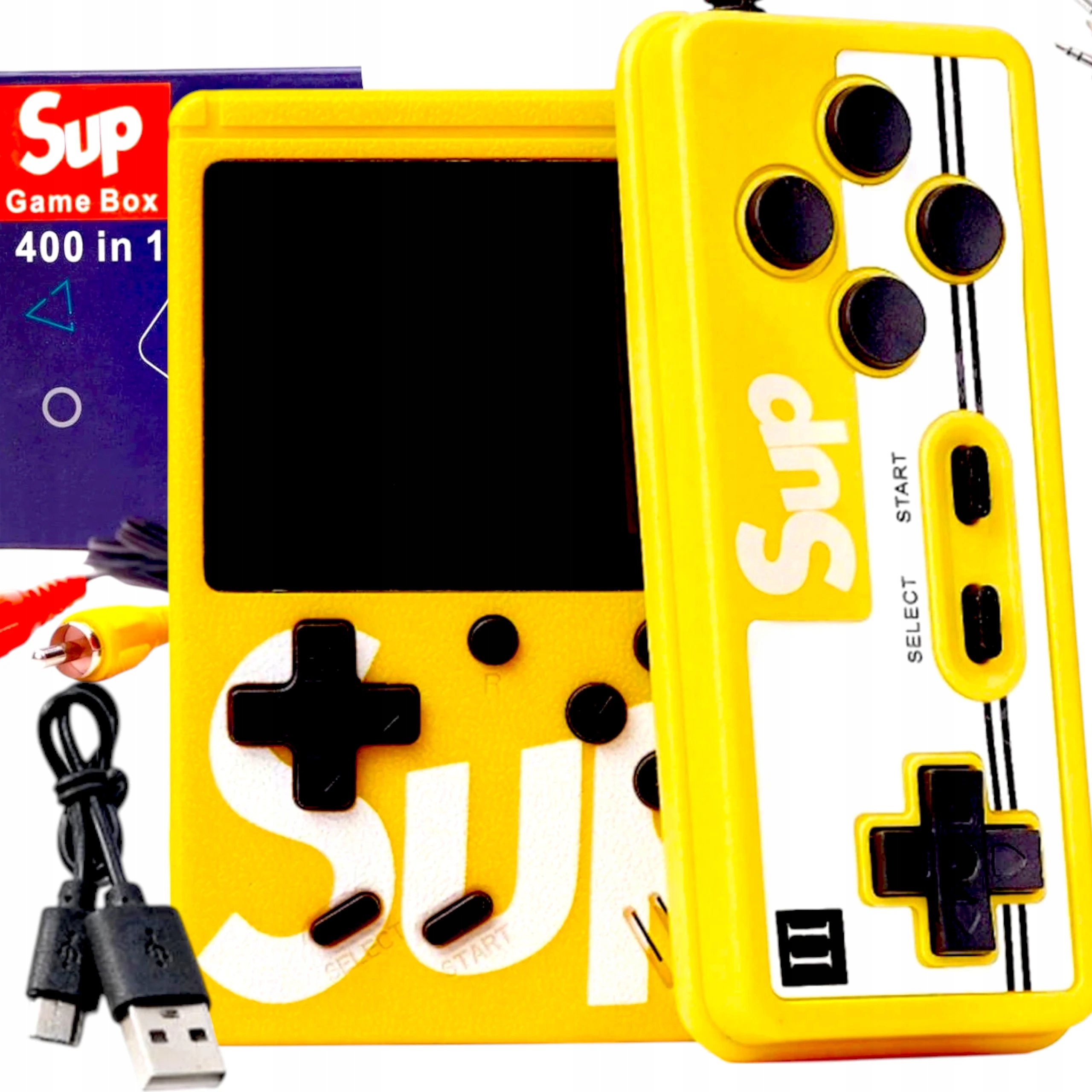 KONSOLA PRZENOŚNA RETRO MINI GAME BOX 400 GIER PAD + PAD TV KOLOROWE GIERKI