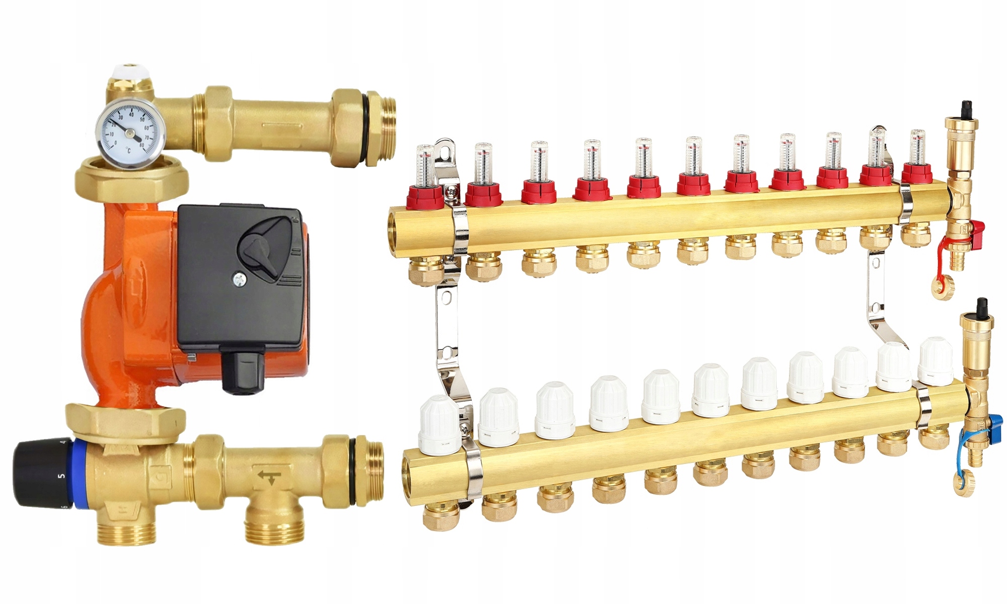 Rozdělovač 11 Okruhů Podlahového Vytápění Pro Podlahovou Skupinu Čerpadel