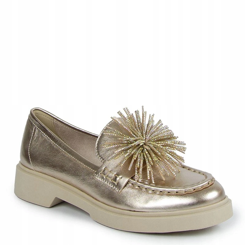 Chebello 4383 Zlaté Kožené Mokasíny S Ozdobou 37