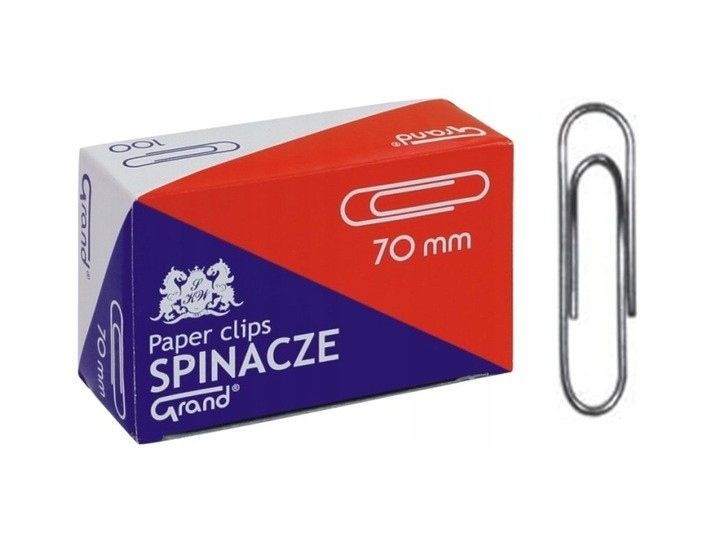 

Spinacze biurowe 70mm okrągłe duże 50 sztuk Grand