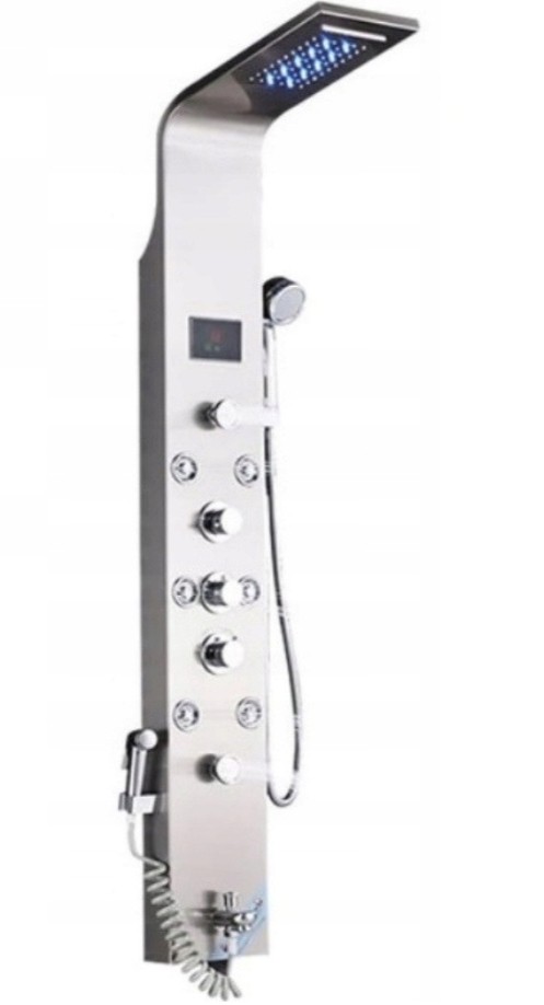 Led sprchový panel, vodopád, hydromasáž, strieborný