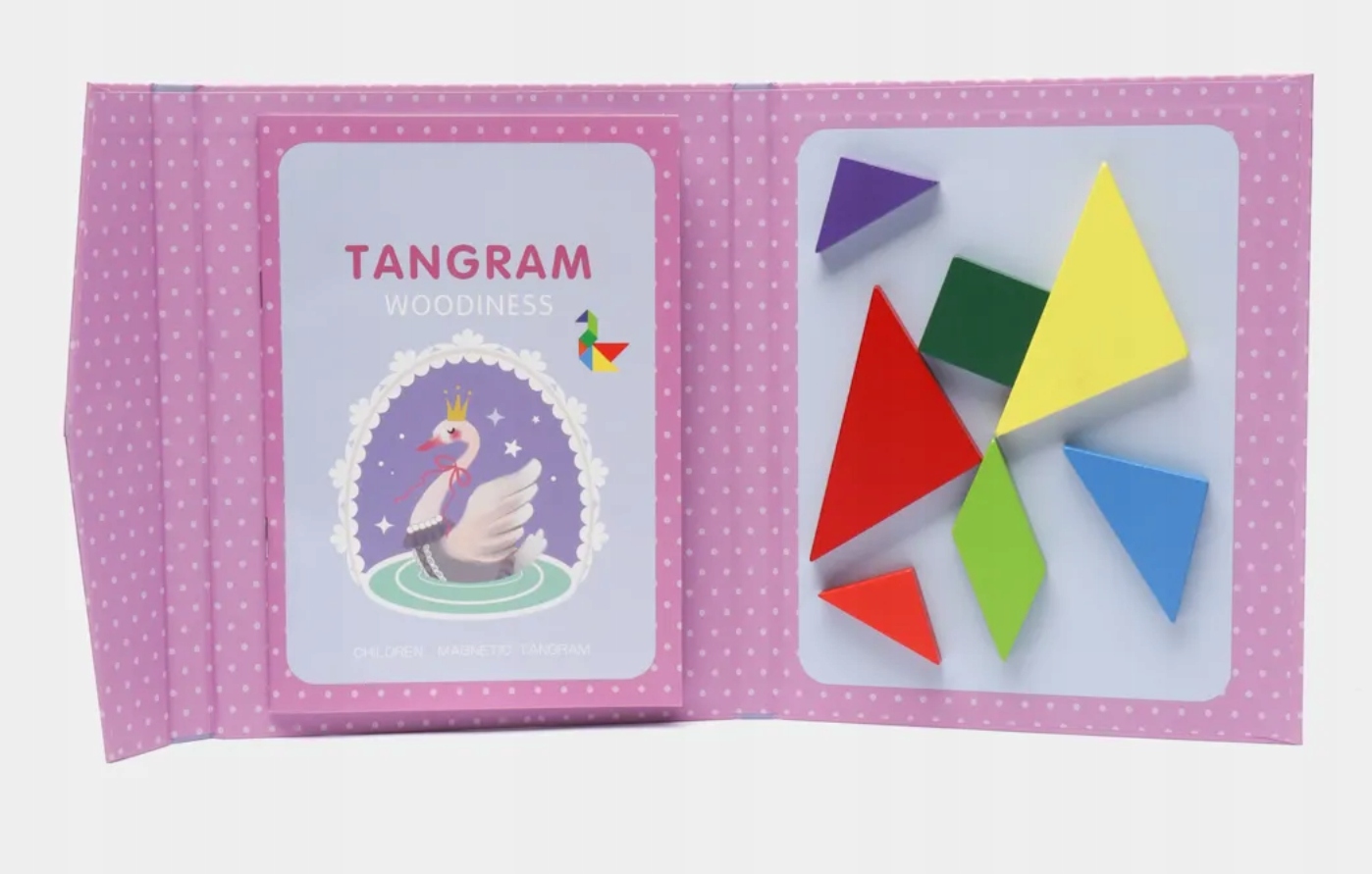 TANGRAM KLOCKI MAGNETYCZNE DREWNIANA UKŁADANKA Z łabędziem Prezent