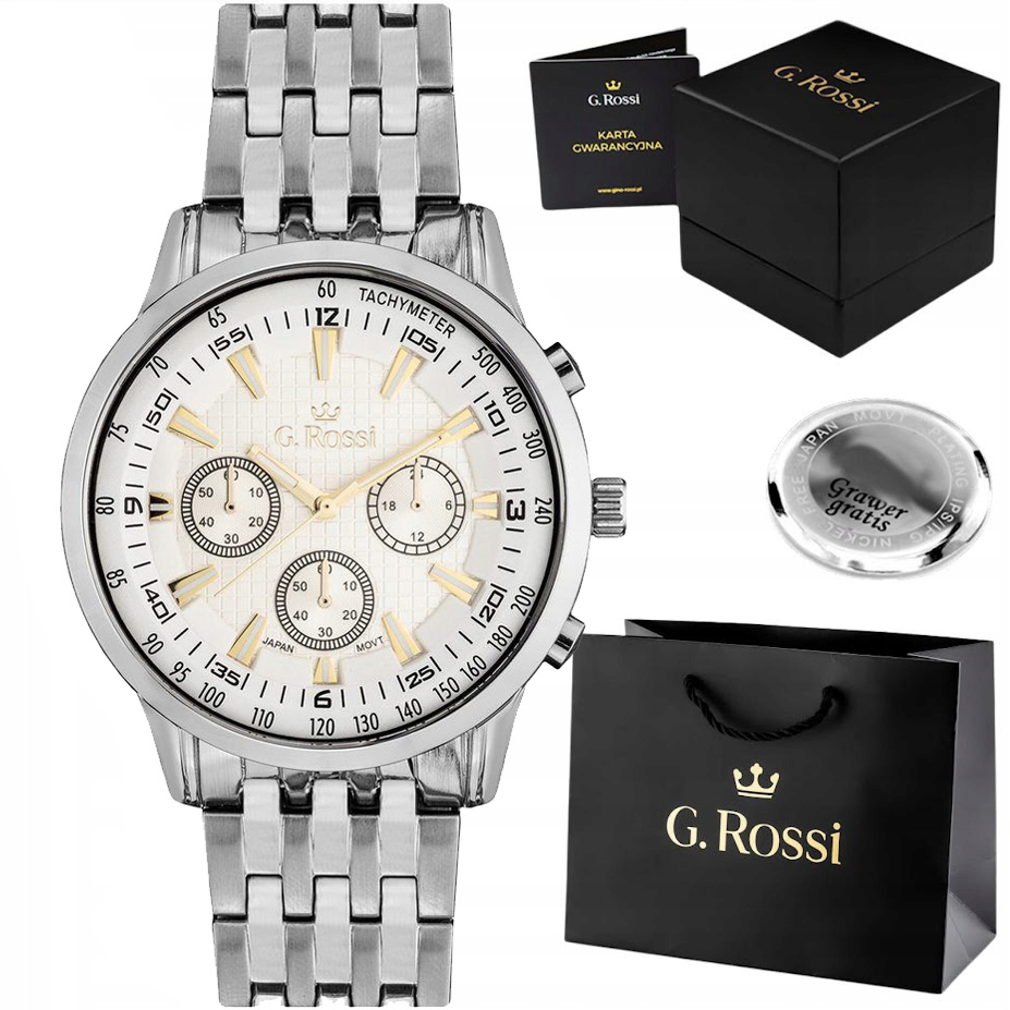 Pánské hodinky G. Rossi Morsi Elegantní Ciferník Ocelový Náramek krabička