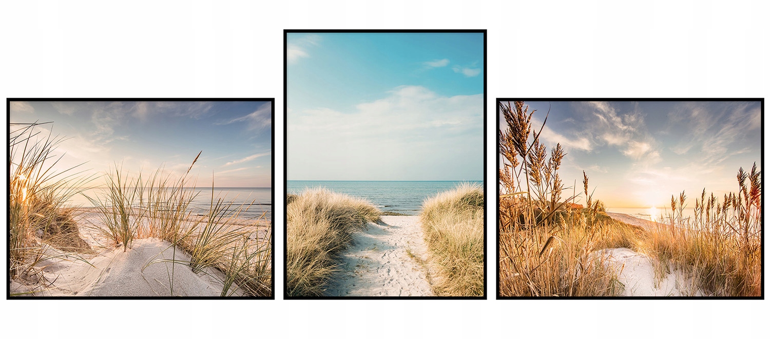 

Plakat tryptyk A4 21x29,7 plaża wydmy piasek