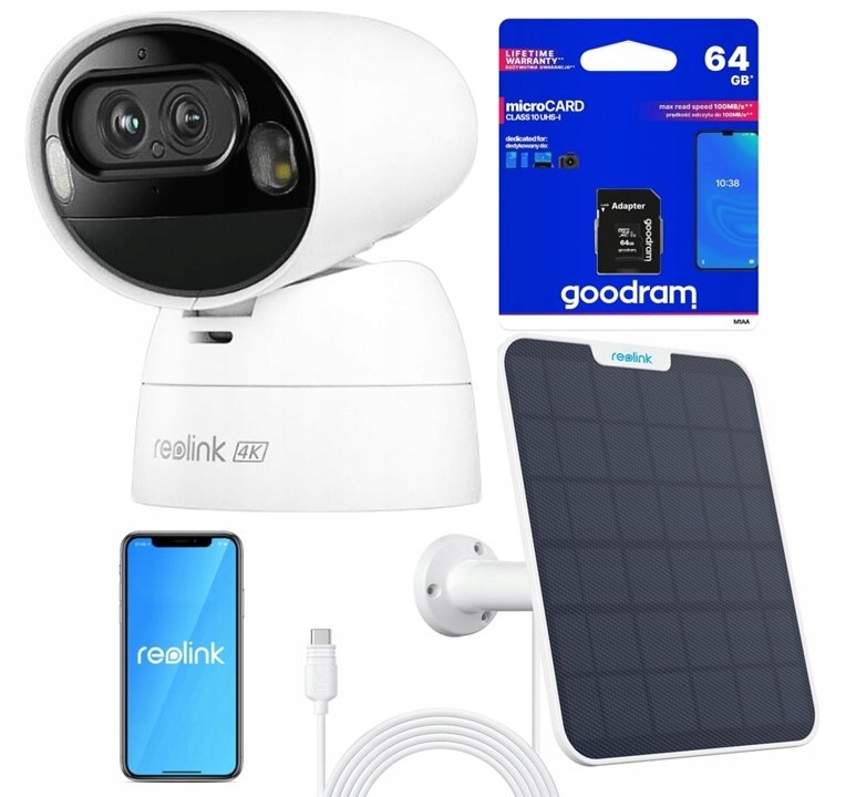 Kamera Reolink Argus Series B730 8MP akumulátor WiFi Solární Panel Karta 64
