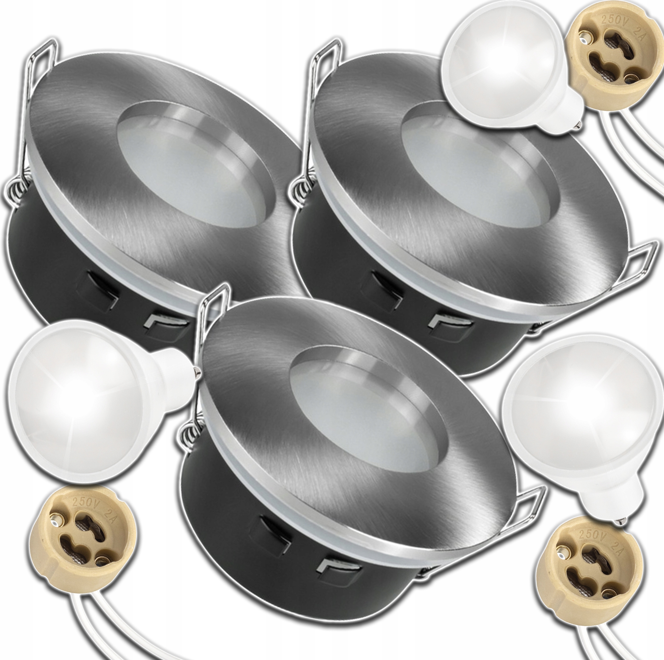 3x Kulatá Stříbrná Venkovní Hermetická Objímka Voděodolná IP64 Žárovka