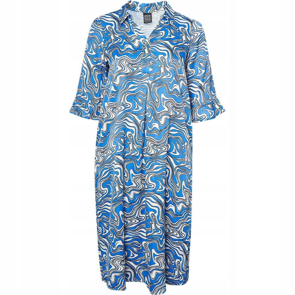 Návštěvní Bílo-modrá Šaty Se Vzorem Pont Neuf Plus Size V283 44