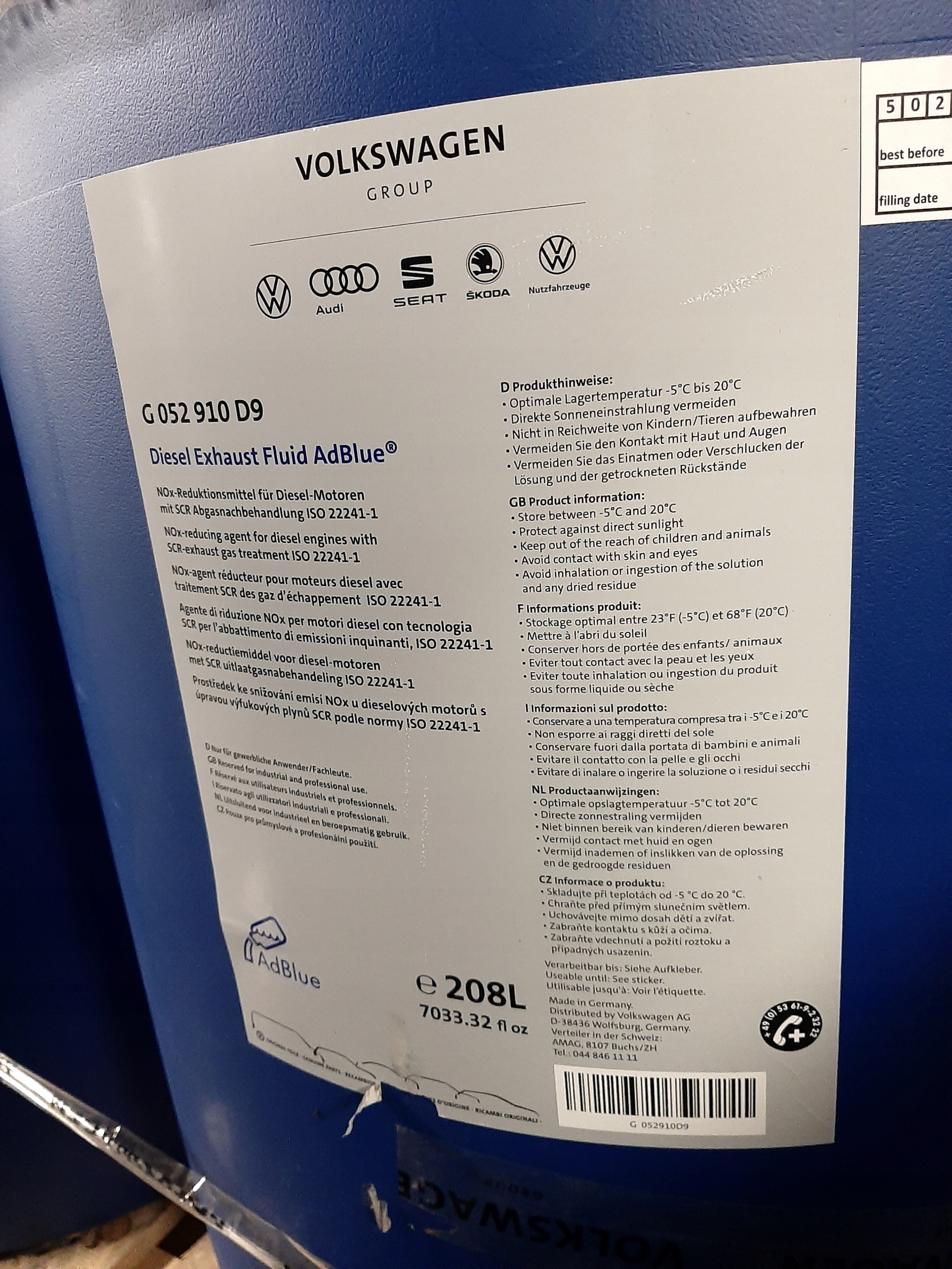 Бочка ADBLUE 208 L жидкость для системы NOXy DPF