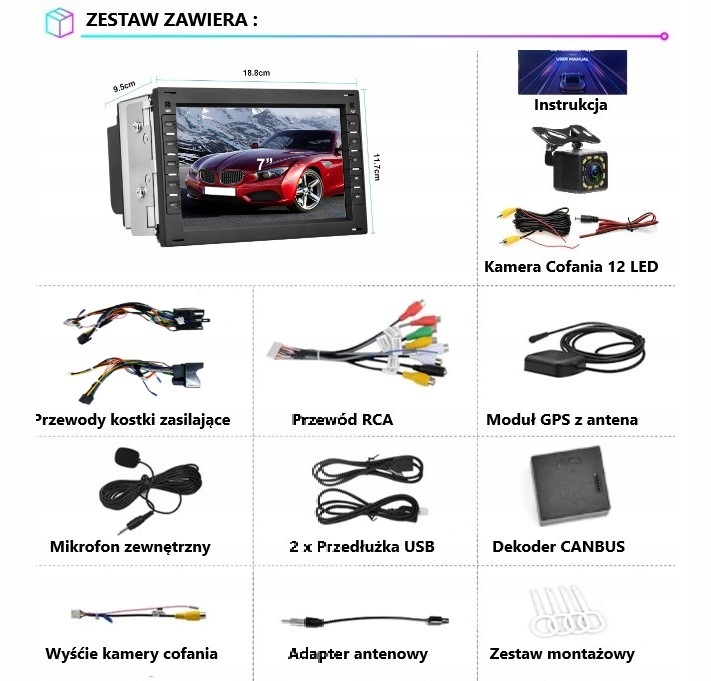 RADIO 2 DIN 2 GB VW POLO MK3 4 GOLF IV MK4 PASSAT B5 T5 SHARAN BORA JETTA Rodzaje odtwarzanych nośników USB