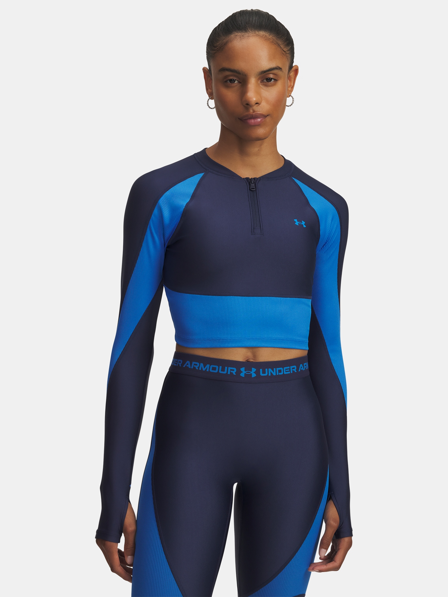 Dámské tričko Under Armour Ua Hg Rib 1/4 Zip-BLU vel. L