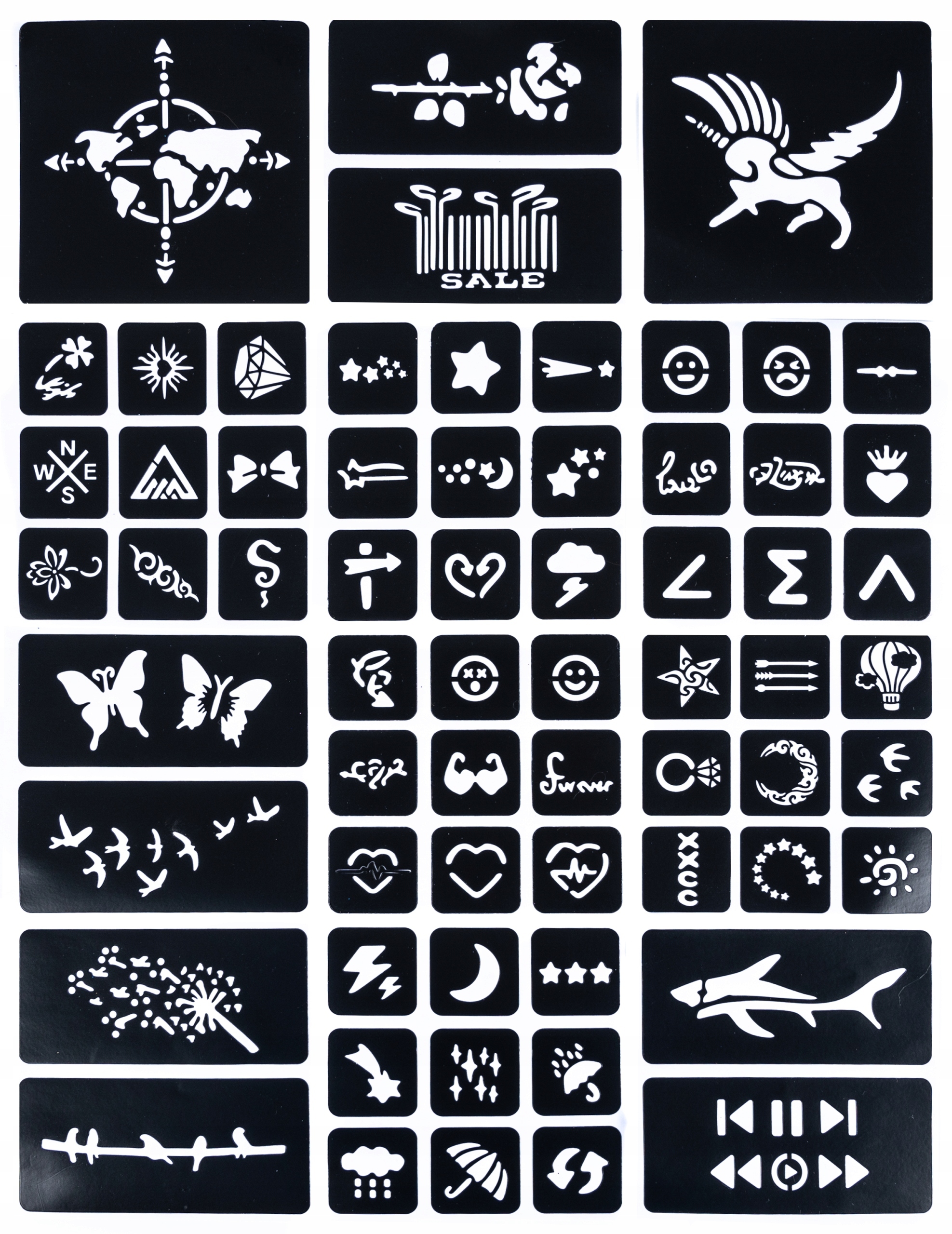 ZESTAW DO TATUAŻY SZABLONY BROKAT KOLORY TATUAŻE ZMYWALNE PISAKI WZORY Materiał plastik