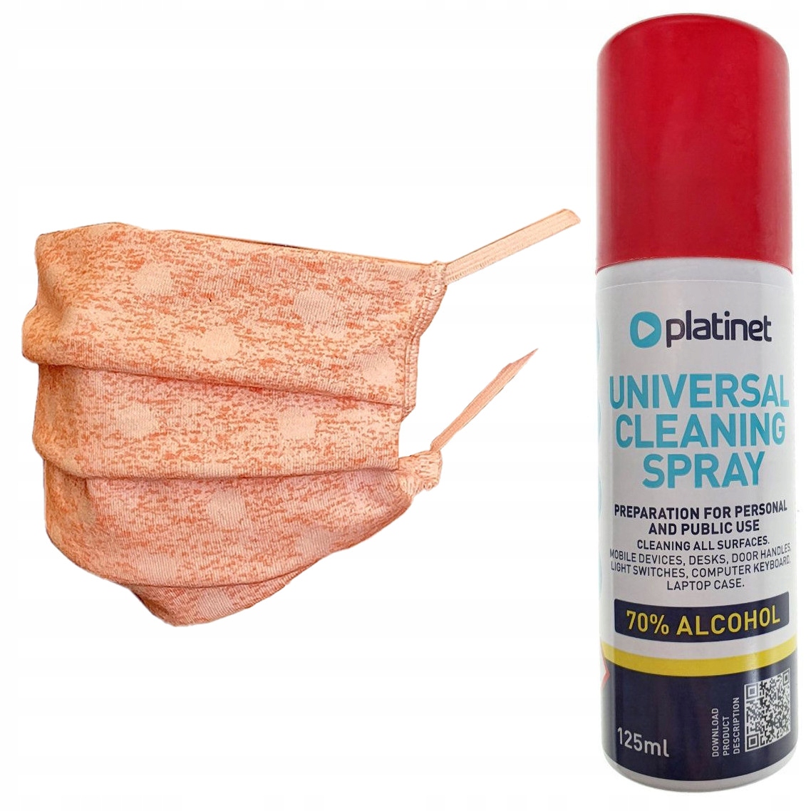 

Maseczki na twarz bawełniane 5szt +płyn odkażający