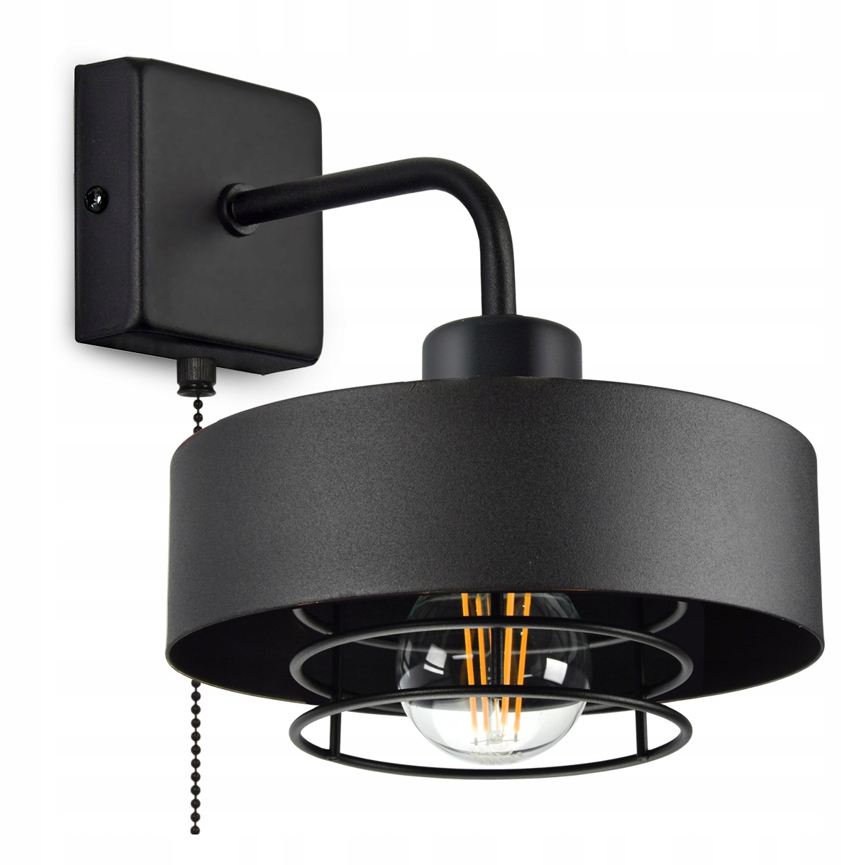 

Lampa Ścienna Kinkiet Czarna z włącznikiem Loft