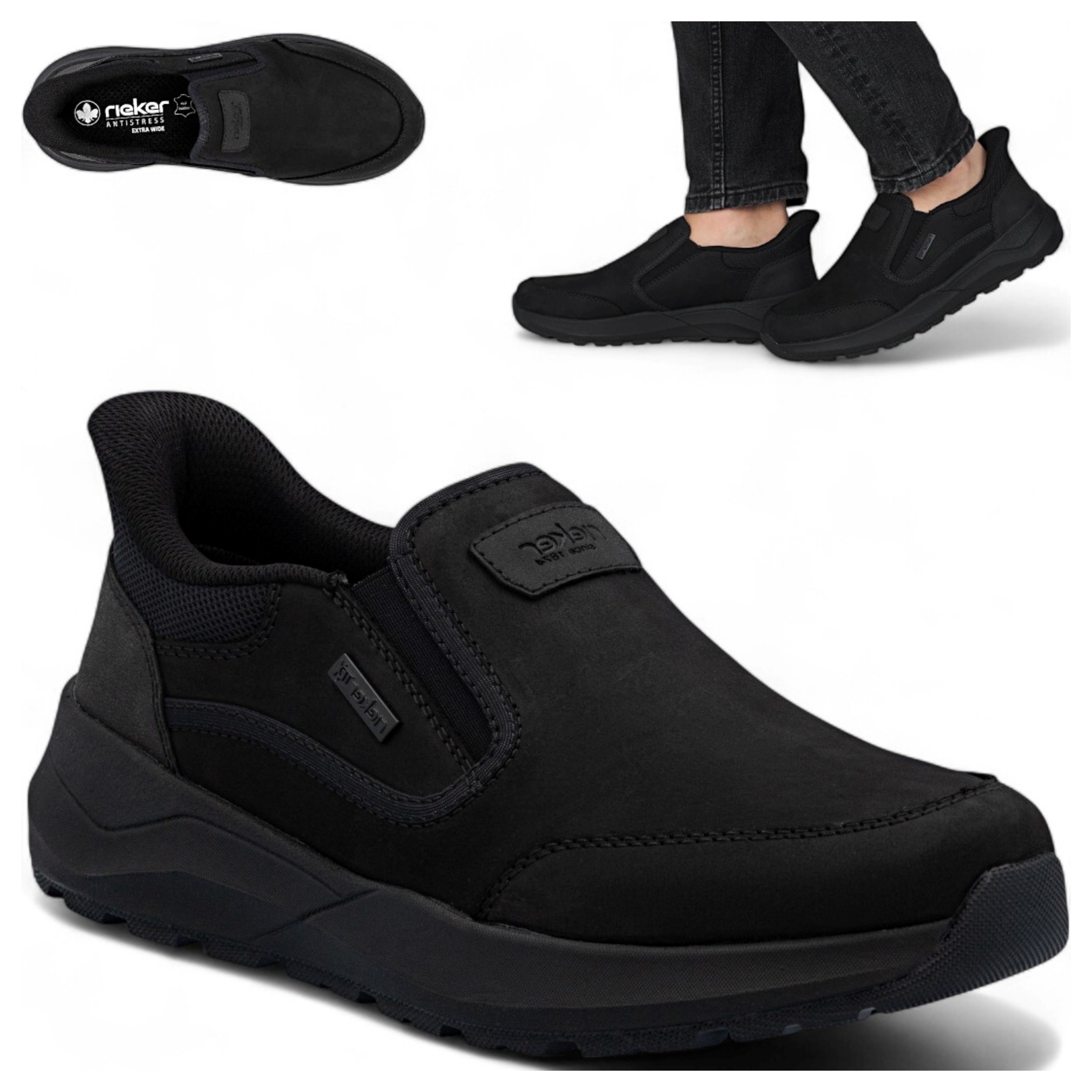 Rieker 42 Polobotky Pánské Kožené Sportovní Pohodlné Boty Nazouvací Podzim