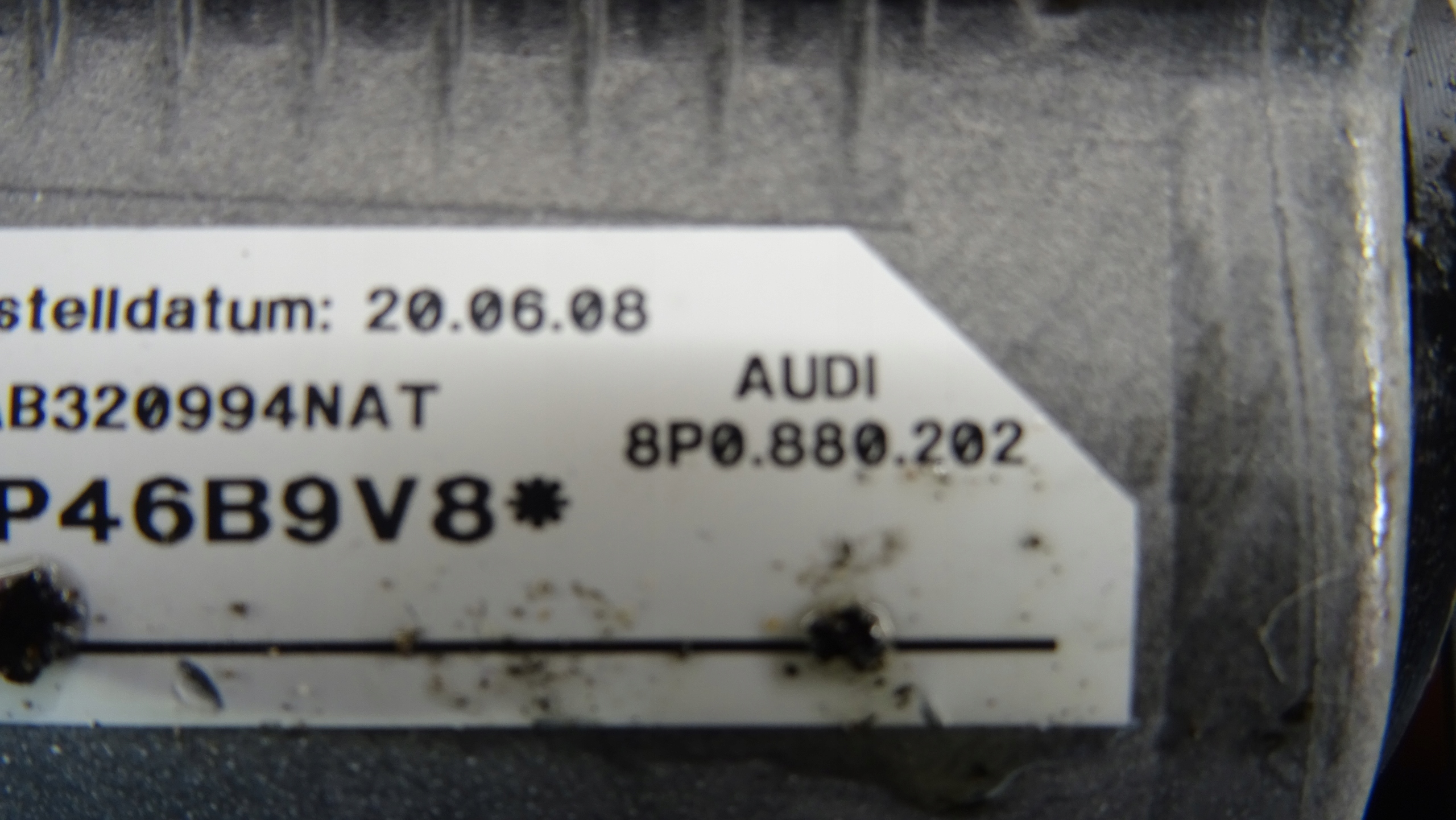 passenger airbag airbag Audi OE 8P0880202