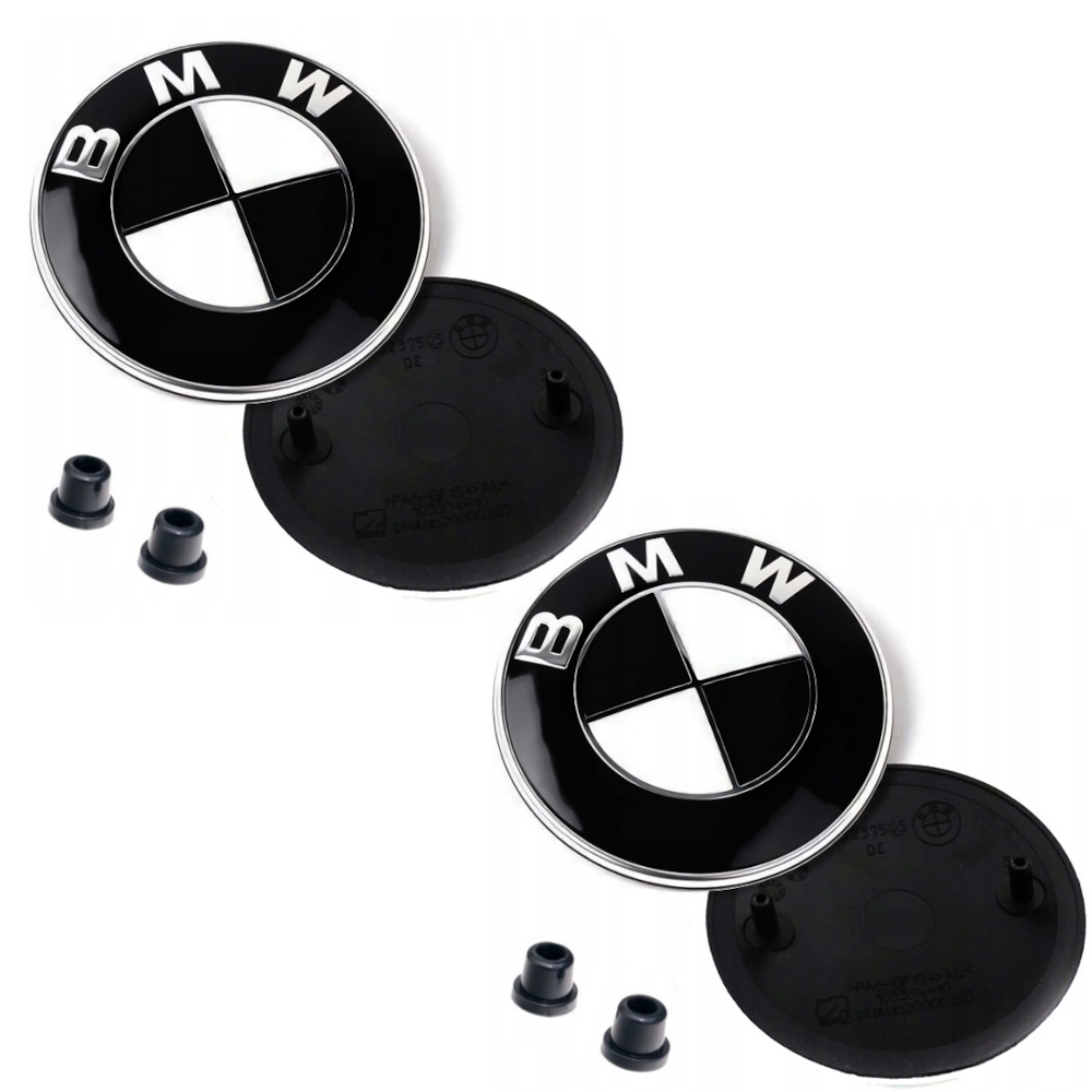 2 x Emblemat Czarny-biały Bmw 82mm Na Maske Klape Znaczek Logo Tulejki