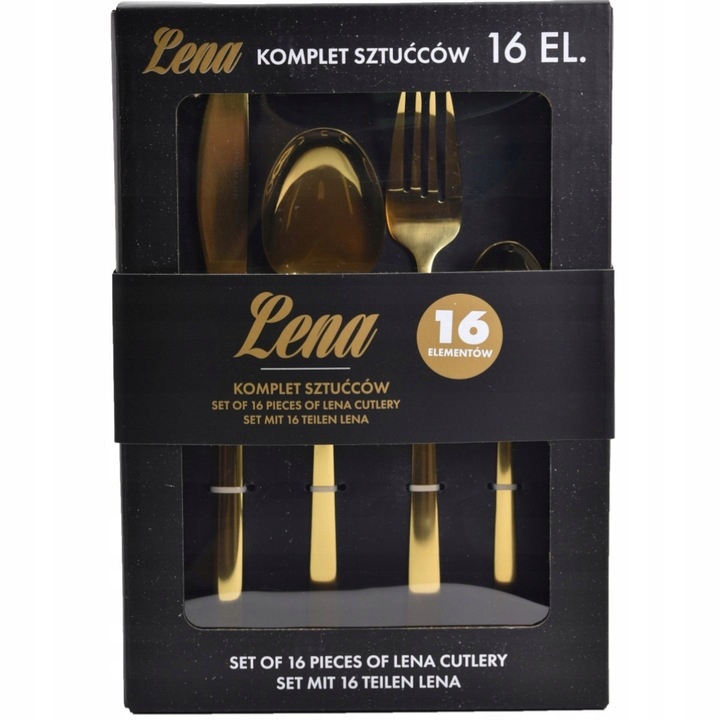 SZTUĆCE KOMPLET ZESTAW ZŁOTYCH SZTUĆCÓW 16EL 4OS