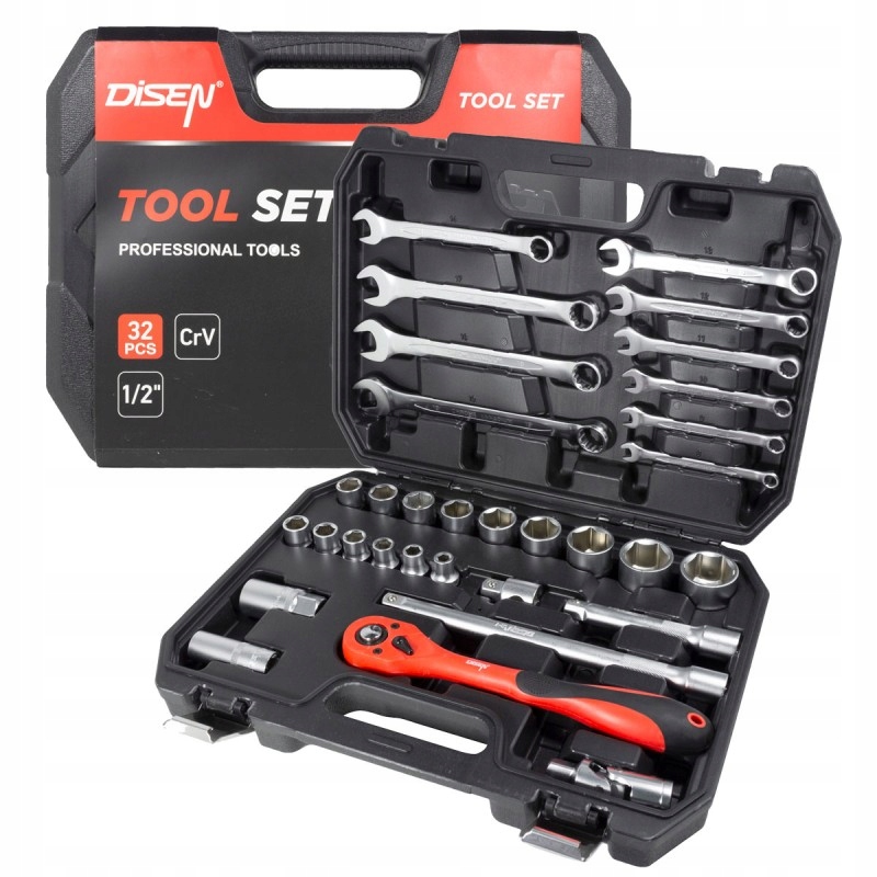 Sada náradia kľúče nástavce Cr-V 1/2'' 32 prvkov Kufrík