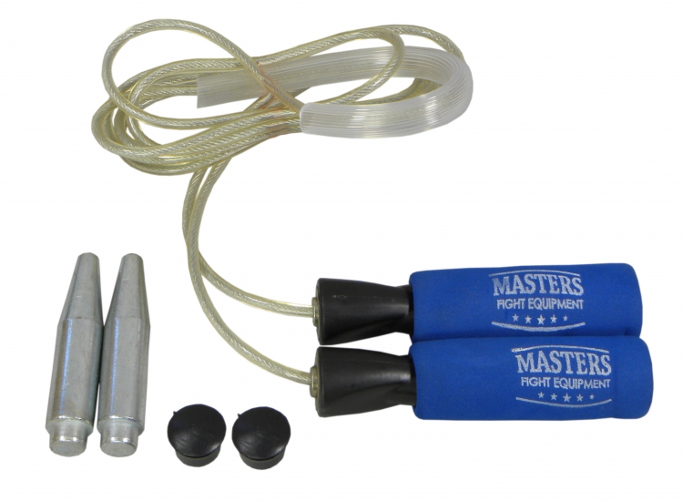 Skakanka bokserska z obciążnikami 2x160g czerwony Długość linki 302 cm