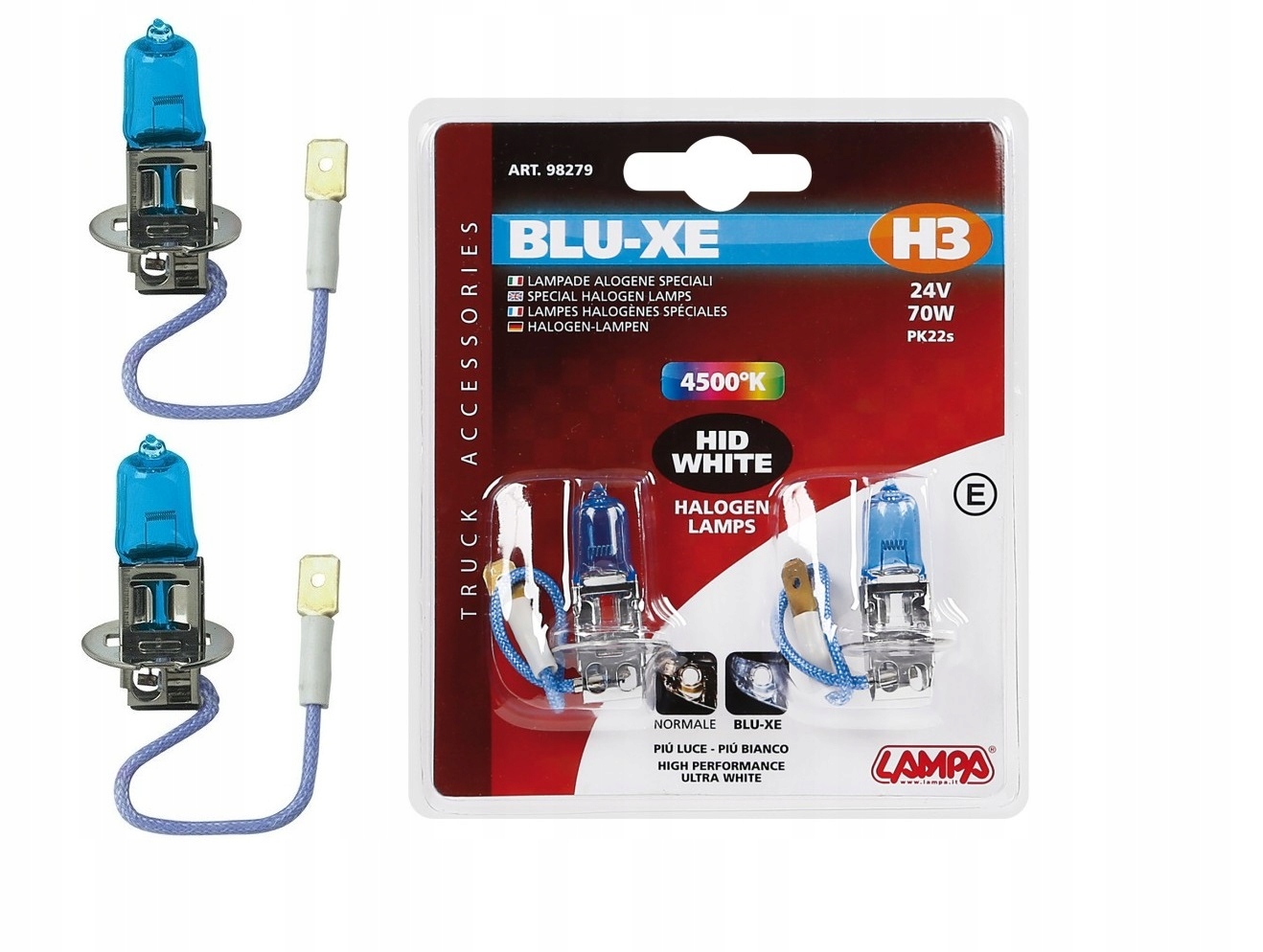 

2x Włoskie Żarówki H3 70W 24V Tir PK22s Blue-xenon