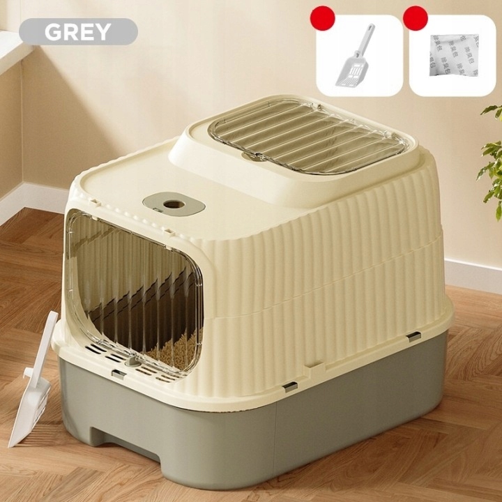 Toaleta pro kočky Aidog šedá, Rigid, 49x37x37 cm