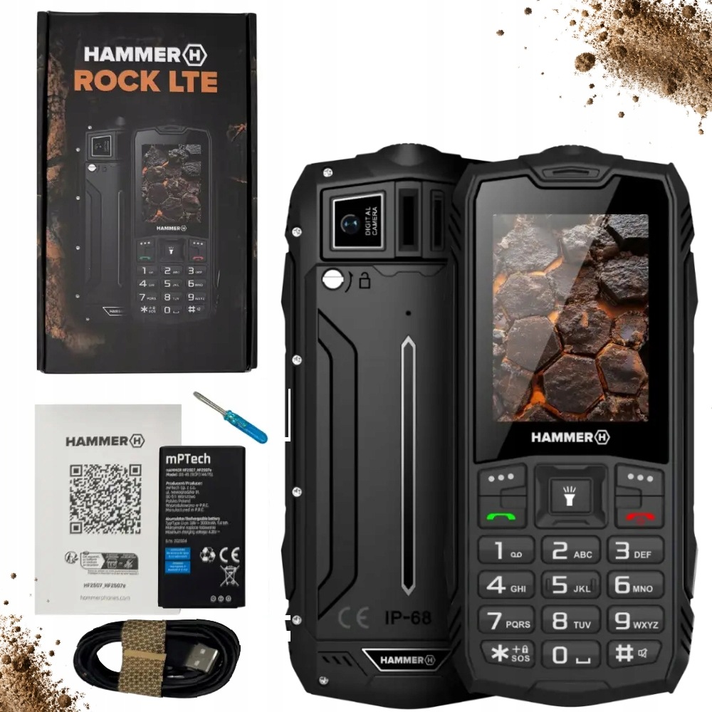 Mobilní telefon Hammer Rock Lte 3000 mAh IP68 Vodotěsný Proti Prachu A Prachu