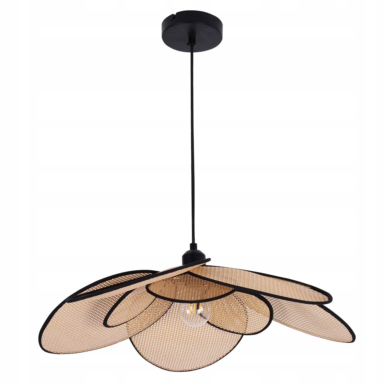 Lampa wisząca Boho plecionka Kwiat Naturalna sufitowa na E27 Duża 60cm