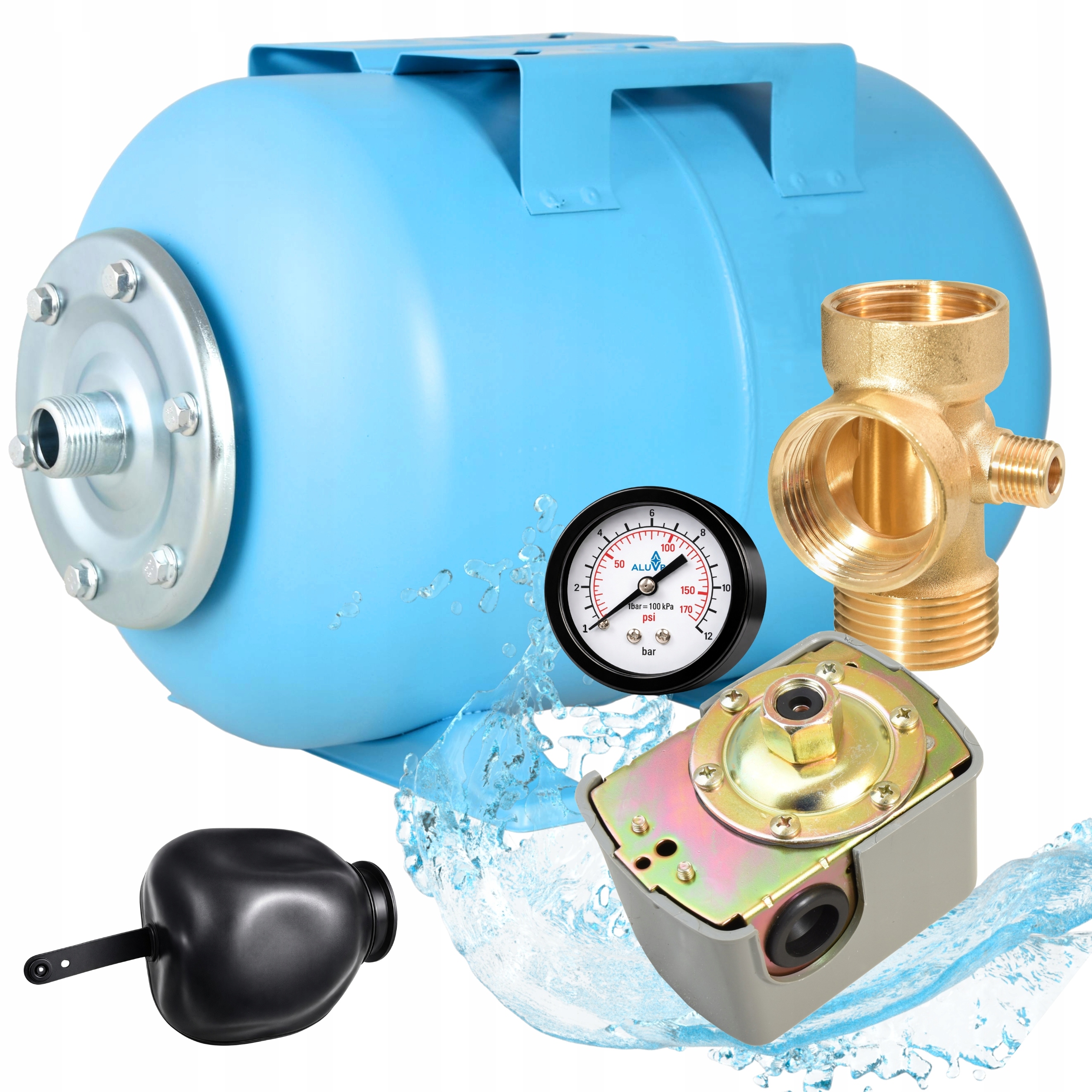 Kompletná Nádrž 50 L Príslušenstvo Manometer Tlakový Spínač Pre Hydrofor