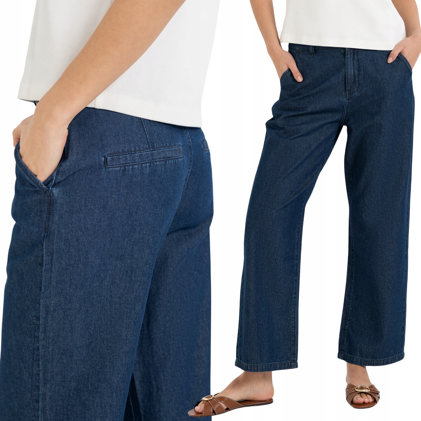 Spodnie Damskie Jeansowe Wysoki Stan Casual Moraj 40