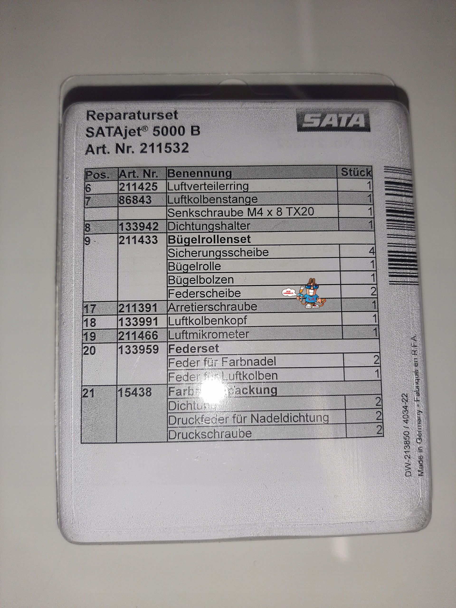 SATA Zestaw uszczelki sprężynki do 5000 B 211532 Marka SATA