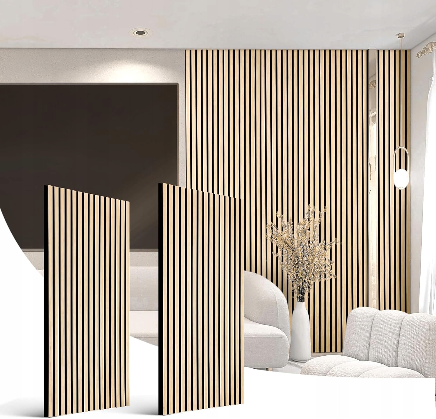 2x akustické panely 120×60 cm Oak dřevěné nástěnné lamely Starfavor