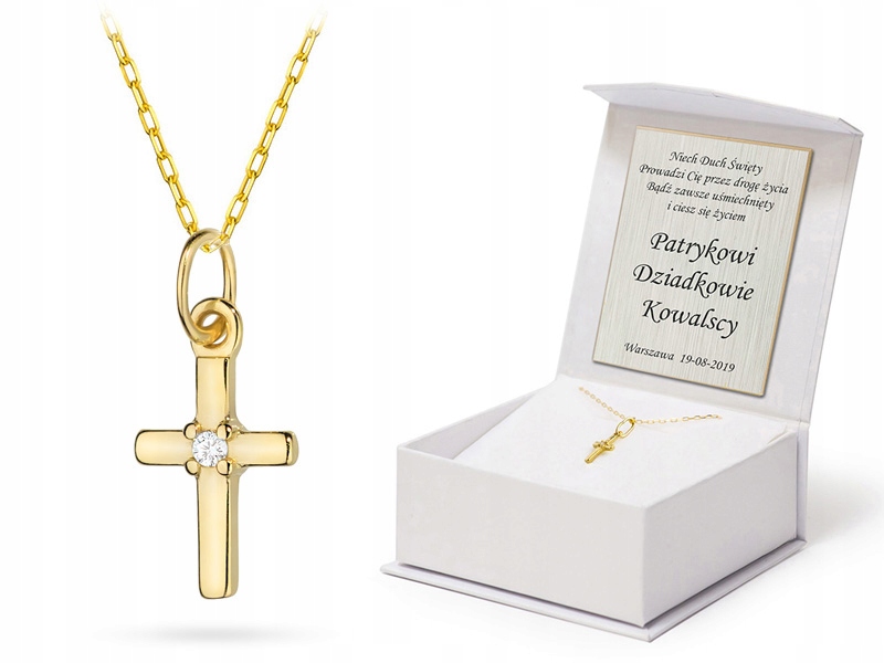 Zlatý Řetízek Křížek se zirkonií Křest 585