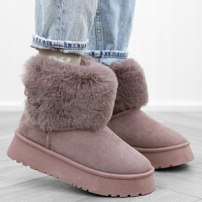 Khaki brązowe botki śniegowce damskie platforma futerko TA-250 r.38 Kod producenta TA-250