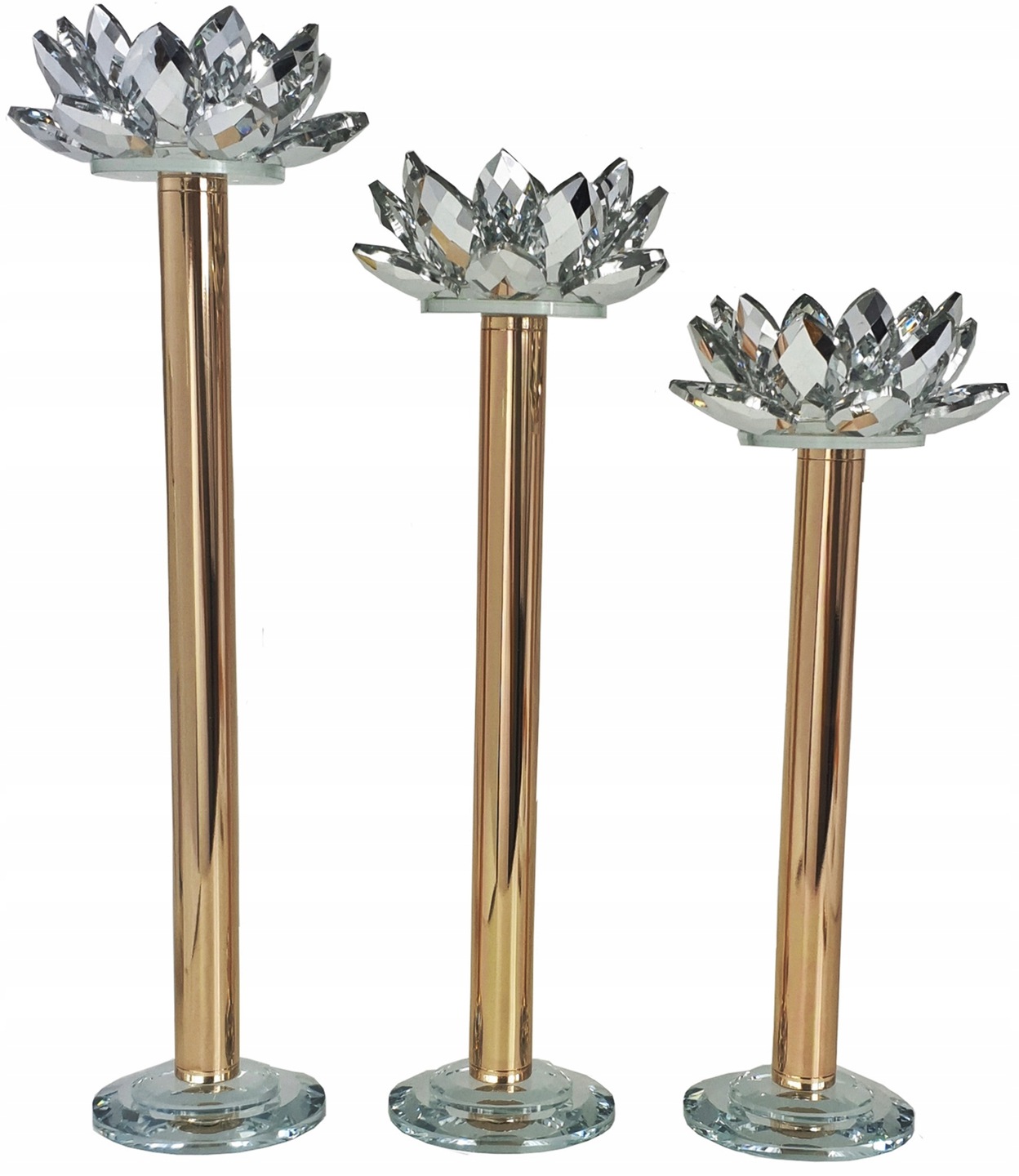 Sada Svícnů Lotos Na Nožce Glamour, zlaté svícny