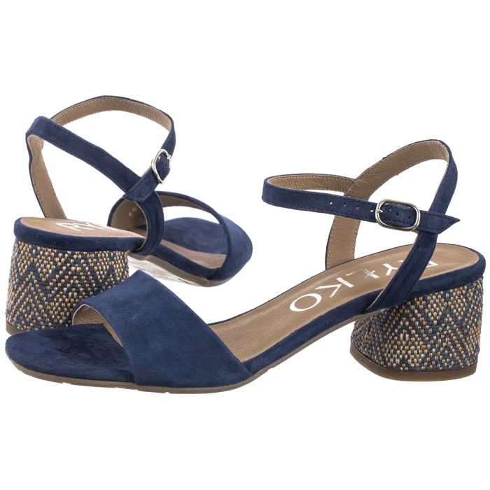 Kožené dámské sandály na podpatku Ryłko, modré, 4RG44_T1 __4P