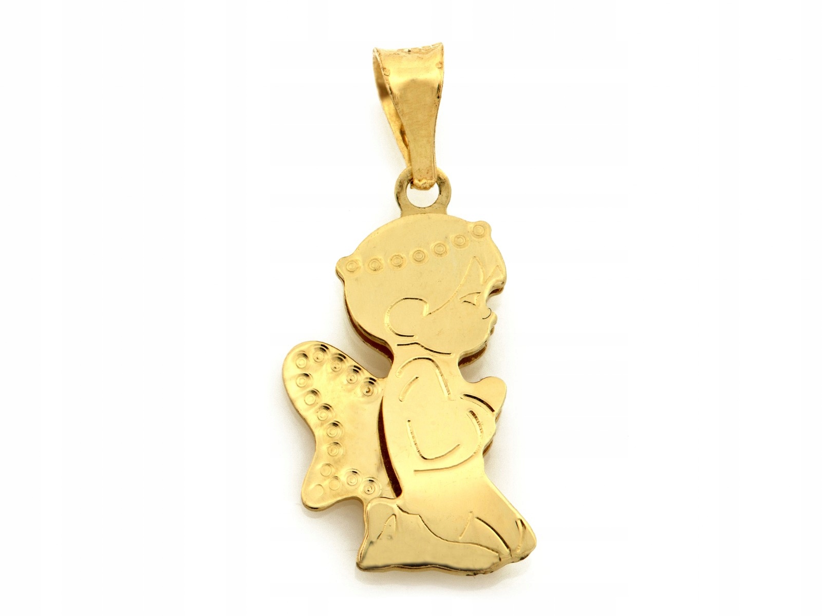 Přívěsek zlato 585, plech ve tvaru andílka, andílek na řetízek 1.14 g